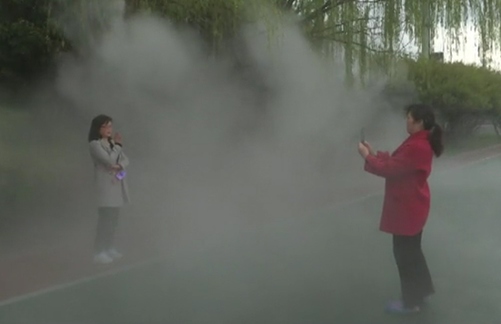 浙江麗水南明湖綠道2.5公里長霧帶